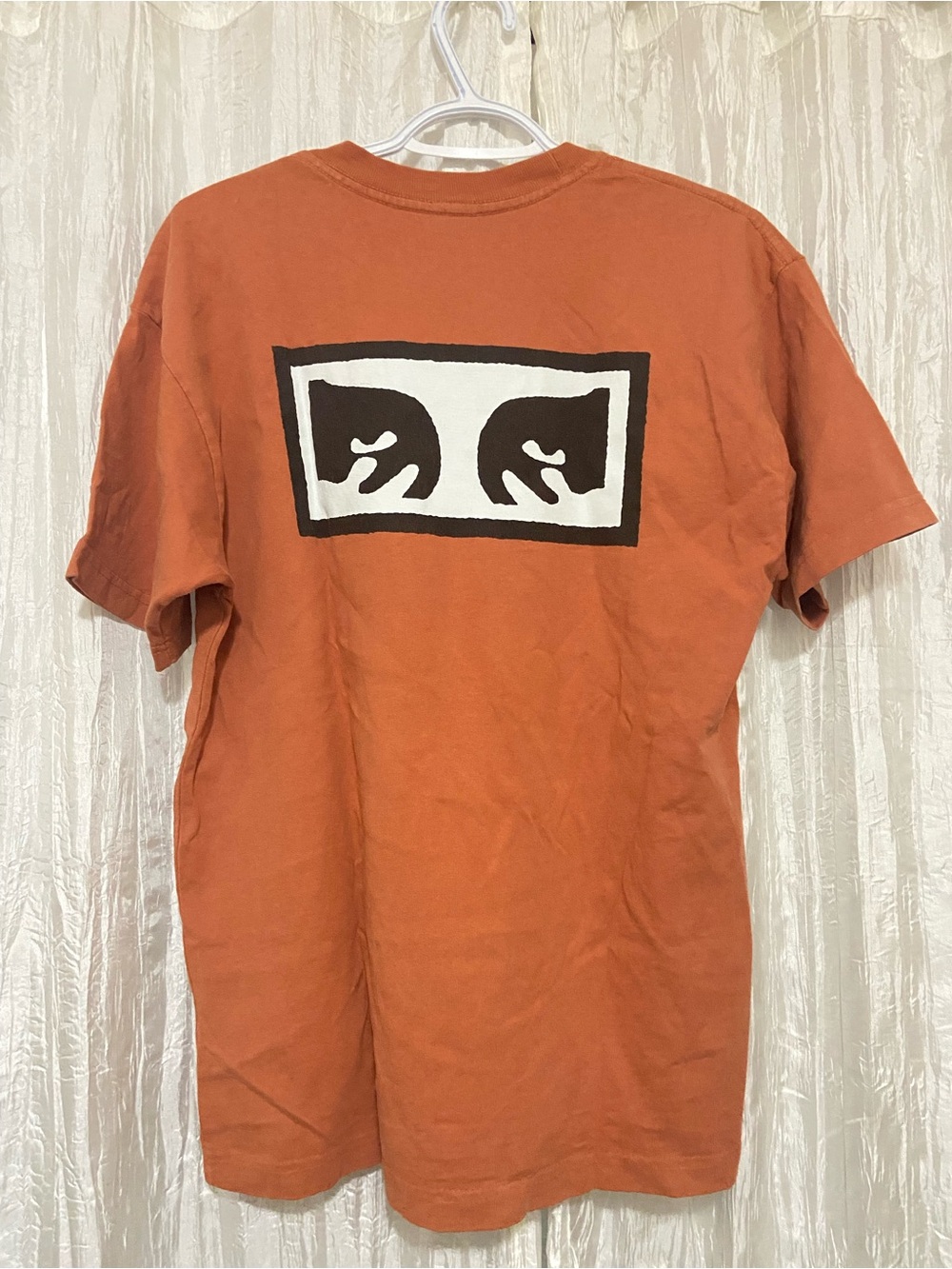 Obey Rust Orange Short-Sleeve Tee with Black & White Back Graphic